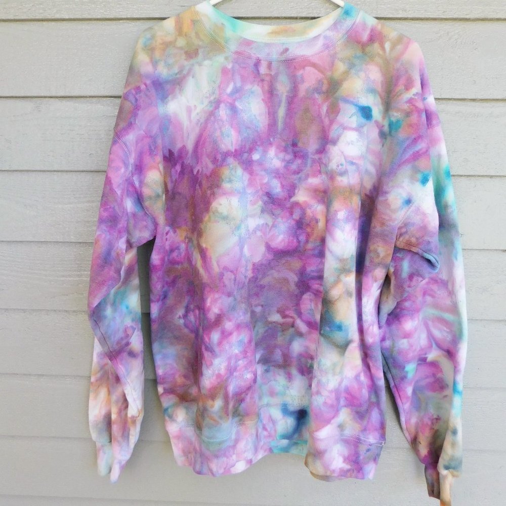 Handmade Purple & Brown Ice Tie Dye Sweatshirt - Unisex/L - New